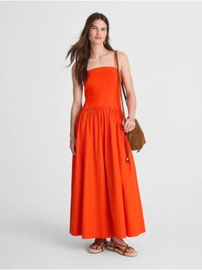 Madewell Orange Drop Waist Maxi Dress